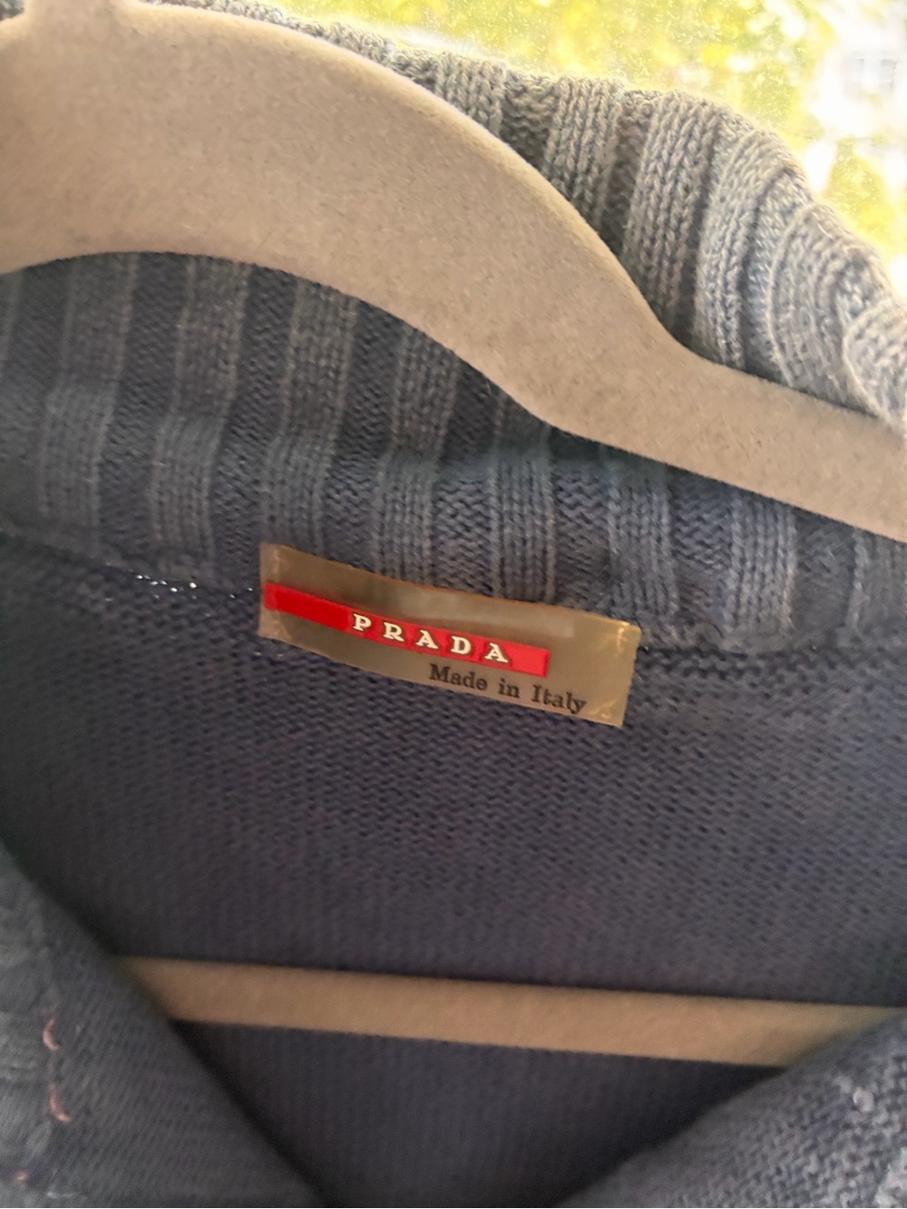 Prada Blue Denim & Gray Knit Zip Jacket - Picture 2 of 11